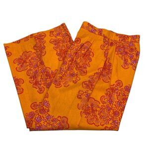 Caroline Constas Pants Womens M Orange Floral Lined Blend Wide Leg Beach Resort